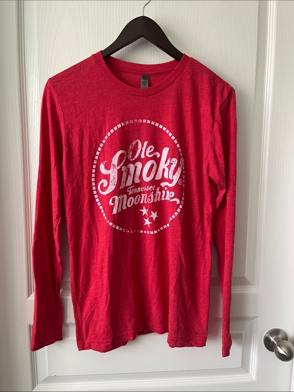 Ole Smoky Moonshine Next Level Apparel Red Graphic Long Sleeve Tee Small